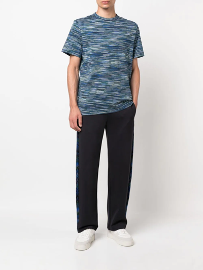 Shop Missoni Zig-zag Panelled Drawstring Track Pants In Blau