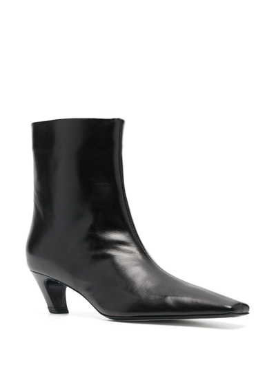 Shop Khaite 50mm Curved-heel Detail Ankle Boots In Schwarz