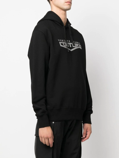 Shop Versace Jeans Couture Logo-print Pullover Hoodie In Schwarz