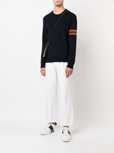 Zegna Crewneck Sweater With Ribbed Cuffs And Hem In Black
