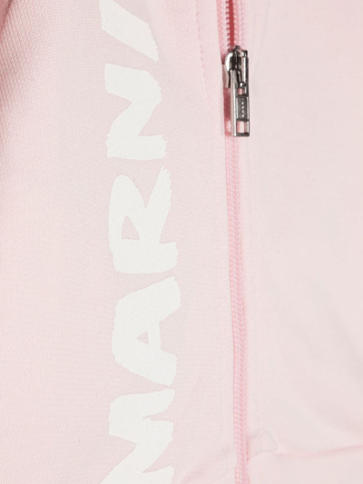 Shop Marni Logo-print Zip-up Sweatshirt In Rosa