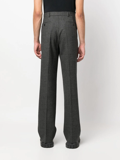 Prada Grey Wool Prince Of Wales Trousers In F0480 Ardesia
