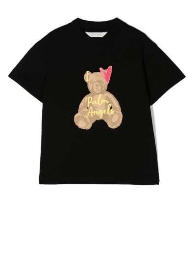 Shop Palm Angels Bear-print Cotton T-shirt In Schwarz