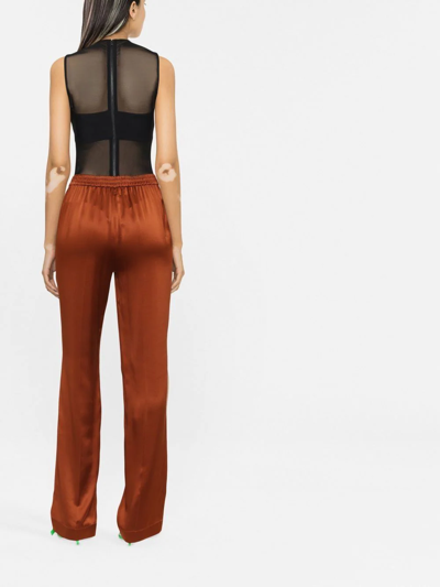 Alice And Olivia Nichol High-neck Sleeveless Mesh Bodysuit In Black