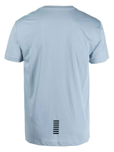 Shop Ea7 Logo-print Cotton T-shirt In Blau