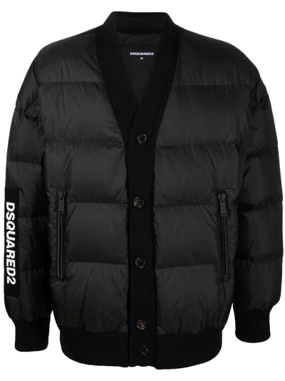 Shop Dsquared2 Logo-patch Padded Cardigan In Schwarz