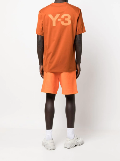 Shop Y-3 Logo-print Cotton T-shirt In Orange