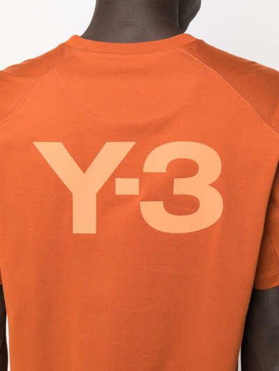 Shop Y-3 Logo-print Cotton T-shirt In Orange