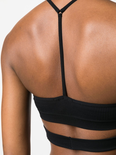 Andreädamo Ribbed-knit Halterneck Bralette In Schwarz