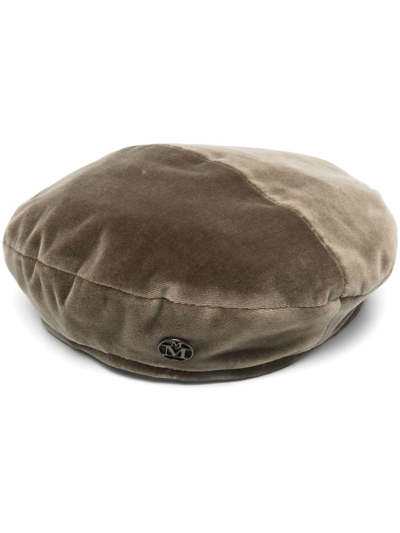 Shop Maison Michel New Billy Velvet Beret In Grün