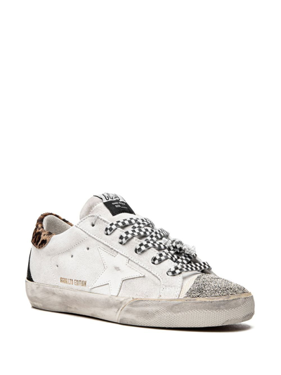 Golden Goose Super-star Low-top Sneakers In White/silver/beige Brown Leo/b