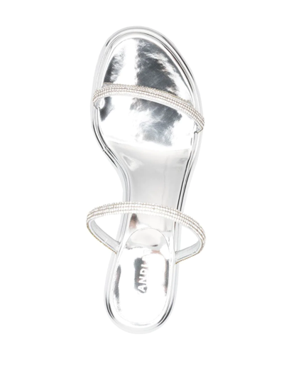 Shop Wandler 90mm Crystal-embellished Slip-on Mules In Silver