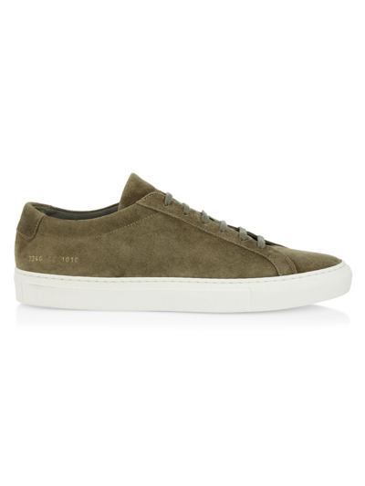 Shop Common Projects Men's Achilles Low-top Suede Sneakers In Olive
