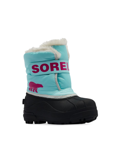Shop Sorel Girl's Snow Commander Waterproof Faux Shearling-lined Boots In Ocean Surf Cactus Pink