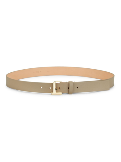 Shop Lafayette 148 Women's Beam Buckle Leather Belt In Taupe