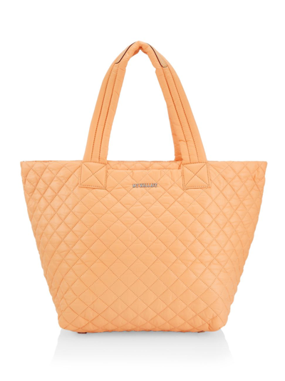 Shop Mz Wallace Women's Medium Metro Quilted Nylon Tote Deluxe In Peach