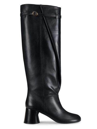 Shop Khaite Women's Admiral Leather Knee-high Boots In Black