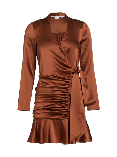 Shop Veronica Beard Women's Agatha Silk Satin Wrap-effect Dress In Cognac