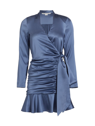 Shop Veronica Beard Women's Agatha Silk Satin Wrap-effect Dress In Steel Blue