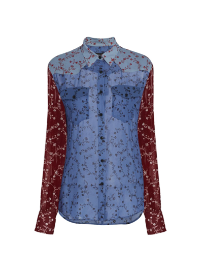 Shop Rag & Bone Women's Wyatt Patchwork Floral Shirt In Dark Blue Floral
