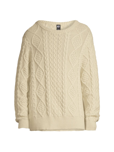 Shop Nsf Men's Cable Knit Crewneck Sweater In Ivory