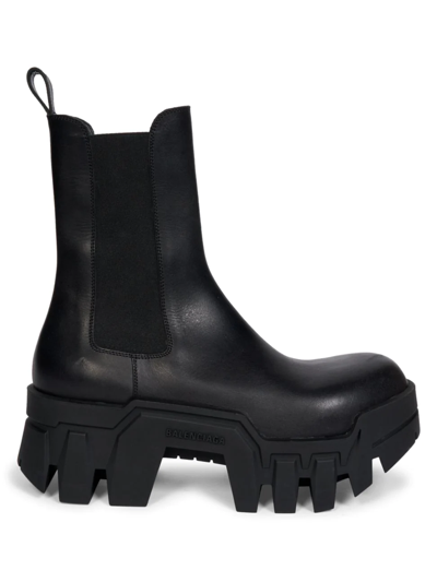 Shop Balenciaga Women's Bulldozer Leather Platform Chelsea Boots In Black