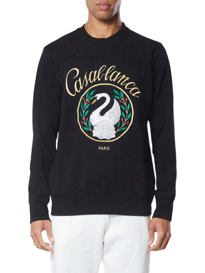 Shop Casablanca Men's Logo Emblem Crewneck Sweatshirt In Emblem Decygne
