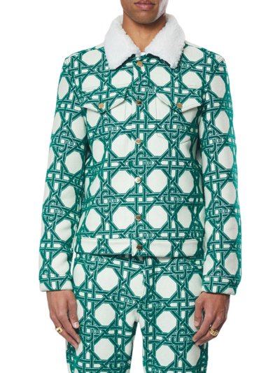 Shop Casablanca Men's Wool-blend Monogram Denim Jacket In Le Monogramme