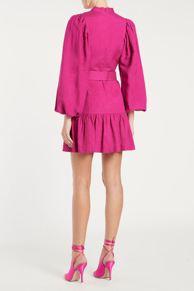 Shop Rebecca Vallance -  Marianne Long Sleeve Mini Dress  - Size 10 In Pink