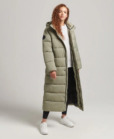 Superdry Women's Cocoon Longline Puffer Coat Khaki | ModeSens