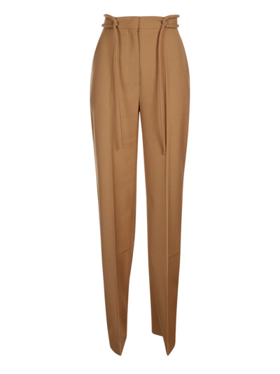 Shop Nanushka Tie Waisted Wide Leg Trousers In Brown