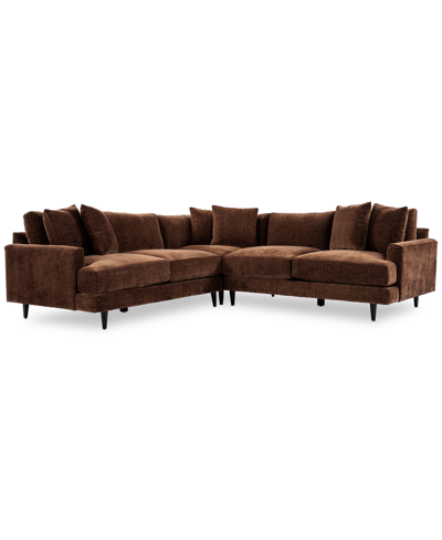 Furniture Closeout! Mariyah 3-pc. Fabric Sectional, Created For Macy's In Brown