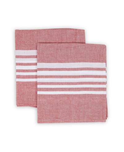 Shop Olive And Linen Chef Turkish Kitchen Towel, 2 Piece Set In Red