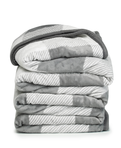 Shop Clara Clark Ultra Plush Raschel Mink Blanket, Twin/full In Gray Checkerboard