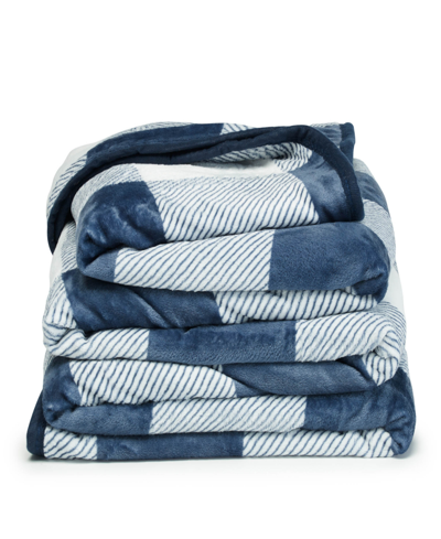 Shop Clara Clark Ultra Plush Raschel Mink Blanket, Twin/full In Navy Checkerboard