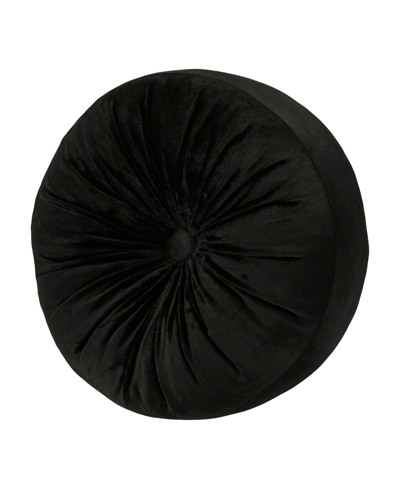 Shop Royal Court Montecito Tufted Decorative Pillow, 15" Round Bedding In Black