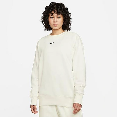 Shop Nike Women's Sportswear Phoenix Fleece Oversized Crewneck Sweatshirt In Sail/black