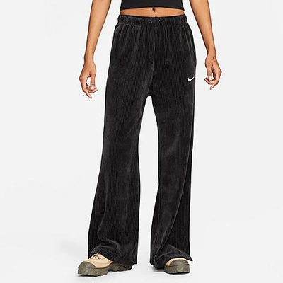 Shop Nike Women's Sportswear Velour Wide-leg Pants In Black/sail