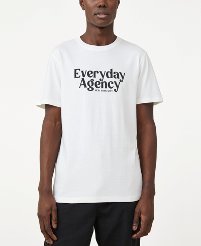 Shop Cotton On Men's T-bar Text T-shirt In Vintage White/everyday Agency