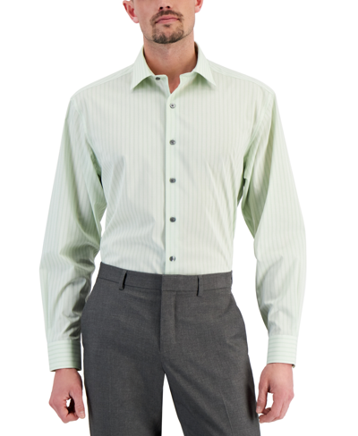 Shop Alfani Men's Regular Fit Traveler Stretch Dress Shirt, Created For Macy's In Mint White