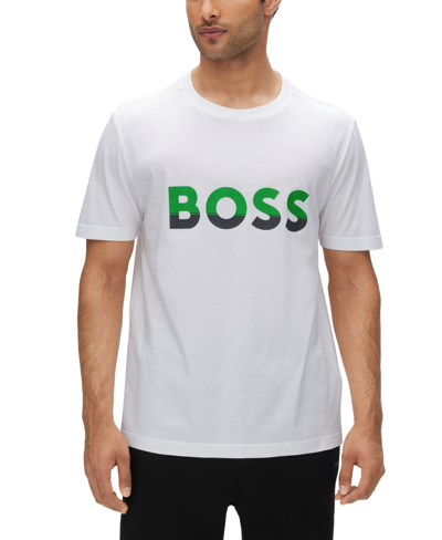 Hugo Boss Boss Men's Cotton-jersey T-shirt In White | ModeSens