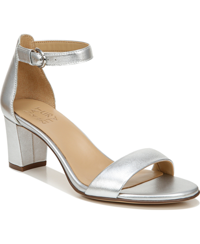 Shop Naturalizer Vera Ankle Strap Dress Sandals In Silver Leather