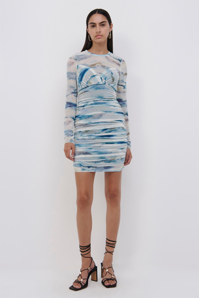 Shop Jonathan Simkhai Nica Mesh Mini Dress In Watercolor Print