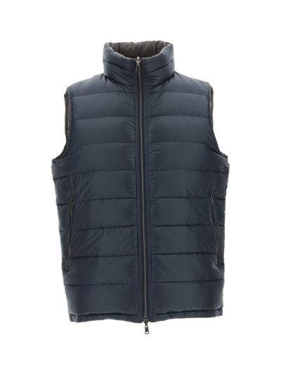 Shop Herno Reversible Zipped Down Gilet In Navy