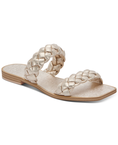 Shop Dolce Vita Women's Indy Braided Double Band Slide Flat Sandals Women's Shoes In Light Gold
