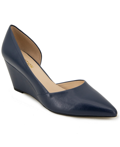 Kenneth Cole Reaction Women's Eltinn D'orsay Wedge Pumps Women's Shoes In Navy