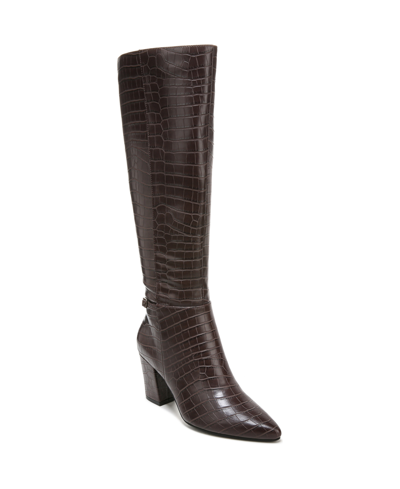 Shop Lifestride Stratford Wide Calf High Shaft Boots In Dark Chocolate Croco Faux Leather