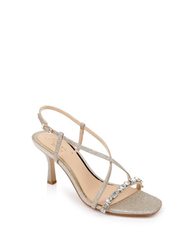 Shop Jewel Badgley Mischka Women's Alexis Crisscross Strap Evening Sandals In Gold Glitter