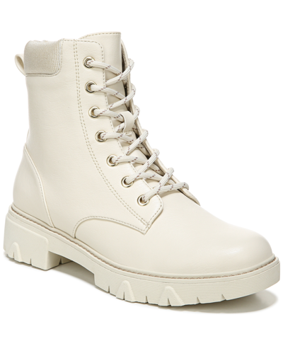 Shop Dr. Scholl's Women's Headstart Combat Boots Women's Shoes In White Faux Leather