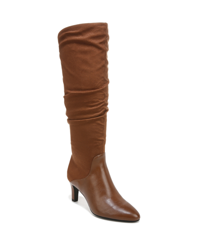Shop Lifestride Glory Wide Calf Tall Boots Women's Shoes In Walnut Fabric/faux Leather